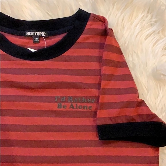 Hot Topic Tops - I’d Rather Be Alone Striped Tee Women’s Small